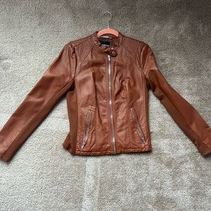 Faux brown leather jacket